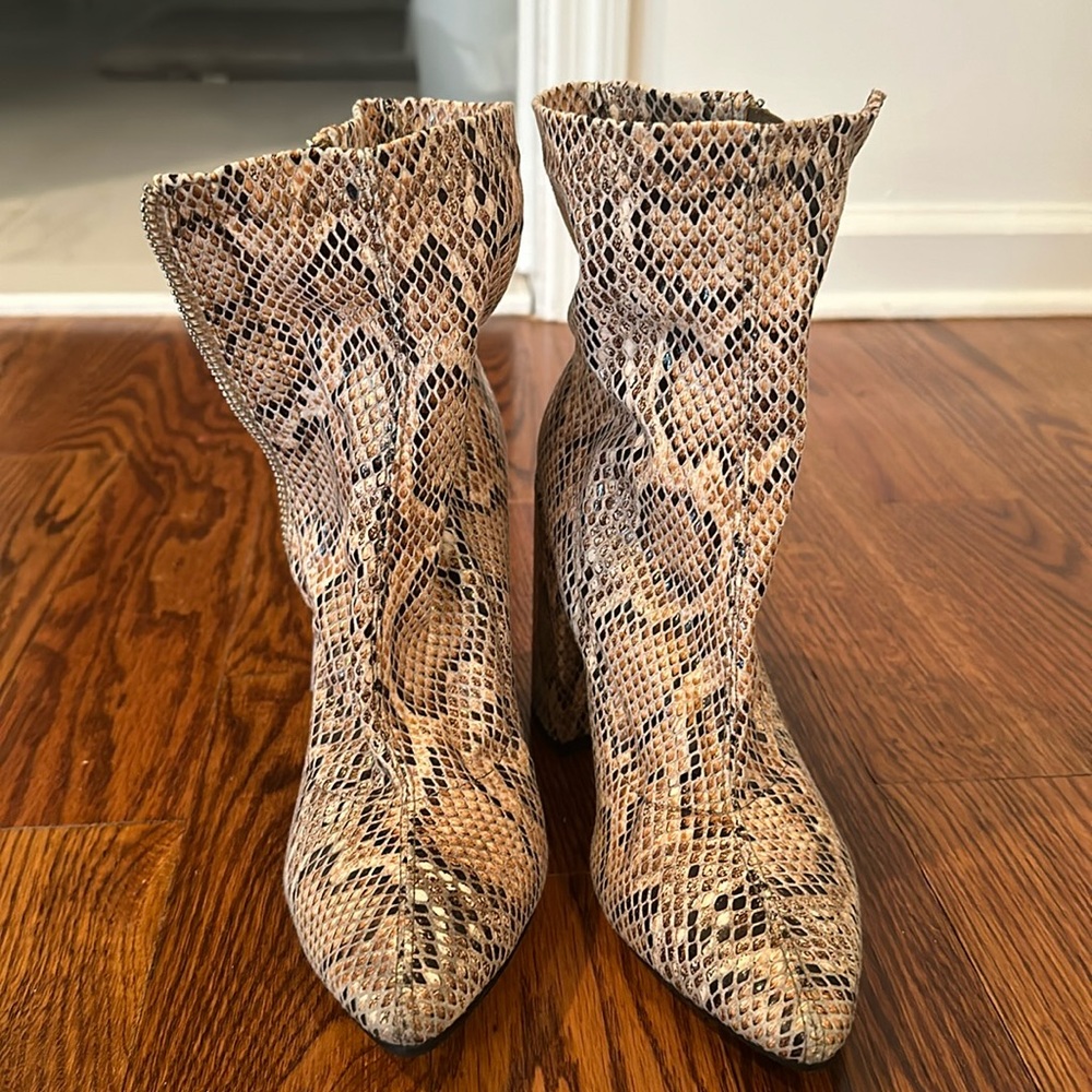 Public Desire snake print heeled bootie